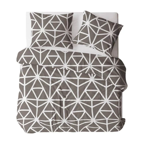 376N Pościel z kory Bielawa KARO ciemny szary | 100% bawełna, guziki, gramatura 140 g/m²