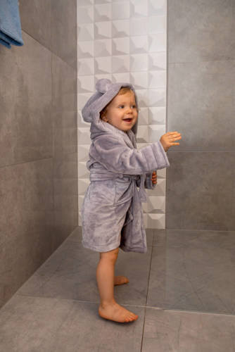 Teddy Szlafrok dziecięcy z uszkami ByShelly - jasny szary