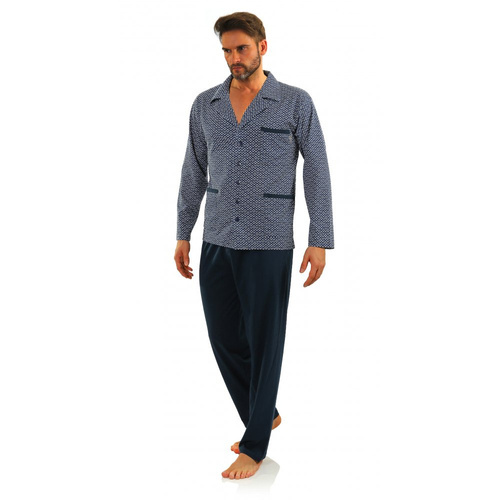 2281/01 Rozpinana Piżama Męska Sesto Senso - granatowy