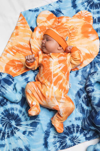 189055 Tomi Czapeczka niemowlęca z uszkami Nicol - pomarańczowy