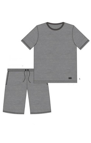 925/178 Tom Piżama męska krótki rękaw, spodenki Cornette szary