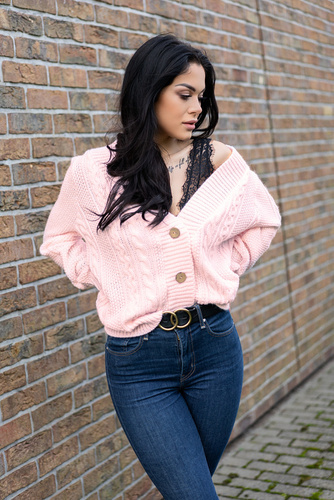 Mirila Powder Sweter damski na guziki Merribel