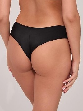 2211/B Figi brazyliany Ava czarne – z mikrofibry i koronkowymi wstawkami