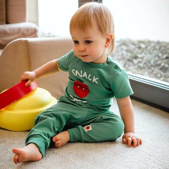 T-shirt dziecięcy Eevi Snack Time bawełna elastyczny wygodny-zielony