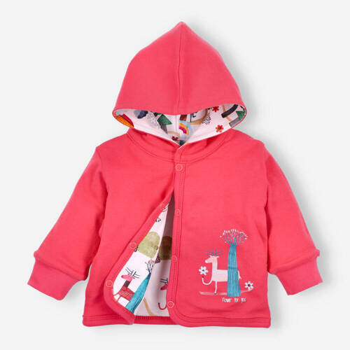 Kolorowy Las Kurtka dwustronna z bawełny organicznej Nini malinowy