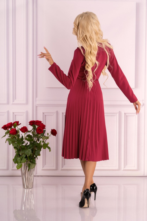 Hamien 85603 Rozkloszowana sukienka damska Merribel - wine red