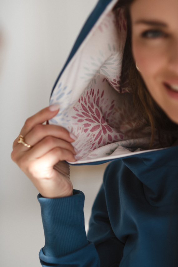 Milk Please Bluza ciążowa i do karmienia  Jeans Blue z kapturem – Milk&Love, polska produkcja