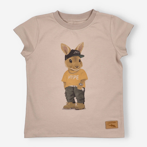 KAR-2004/BEZ T-shirt dla chłopca Lagarto Verde beżowy