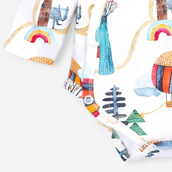 ABN-4036/LAS Kolorowy Las Body kopertowe z bawełny organicznej Nini druk