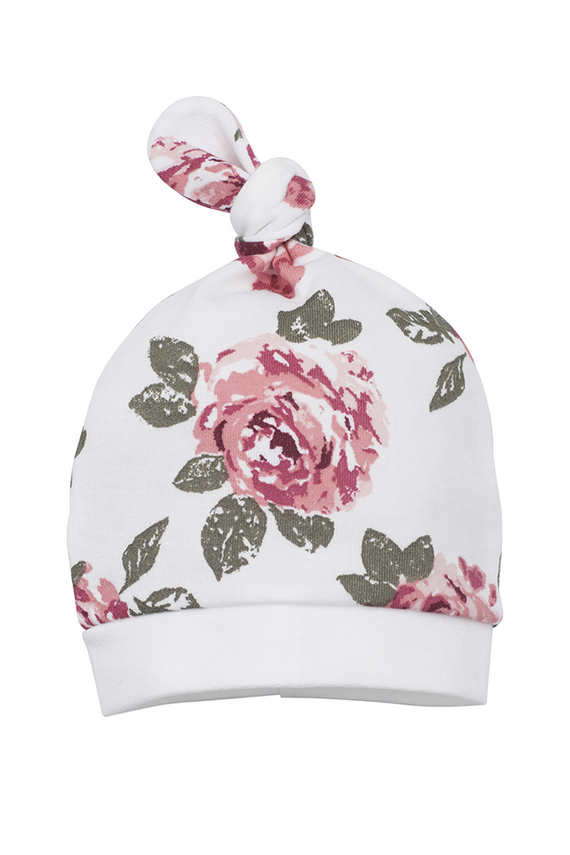 4218DD "ROSES" Czapeczka z węzełkiem Makoma