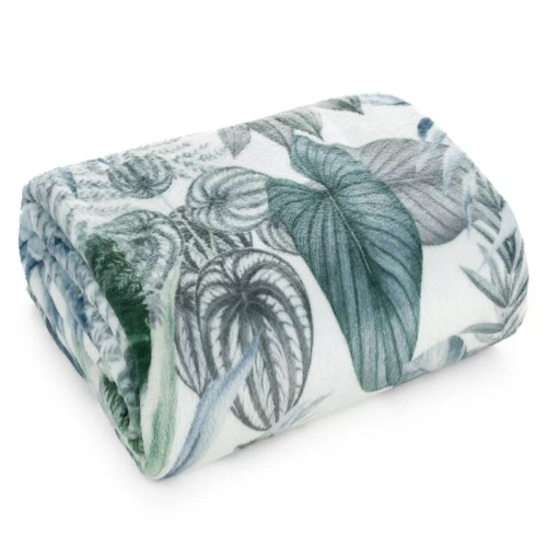 Davos 2 Koc narzuta liście Eurofirany zielony srebrny