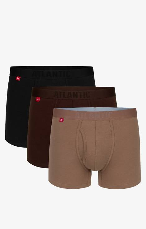 3MH-184 A'3 Bokserki męskie Atlantic czekoladowy-cappucino-czarny