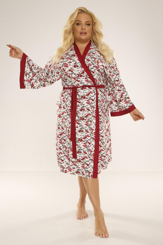 468/473 Mia Szlafrok damski Plus Size Forex - bordowy