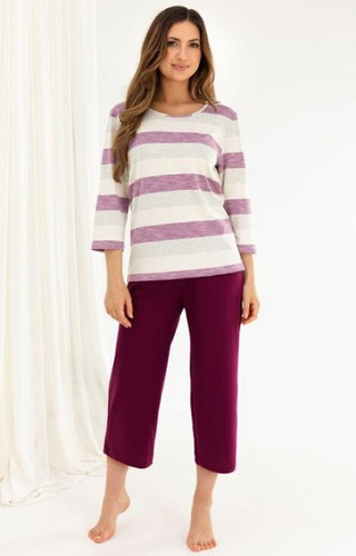 719 Piżama damska Regina fioletowa – wiskoza i bawełna, rękaw 3/4, spodnie 3/4