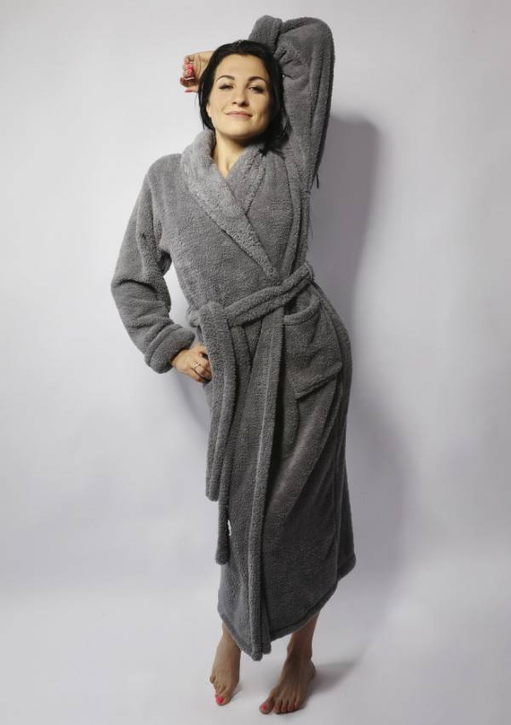 Eliza długa Podomka Szlafrok Damski Dkaren - szary