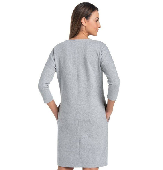 196107 Lana Klasyczna Sukienka, 3/4 rękaw Teyli - szara