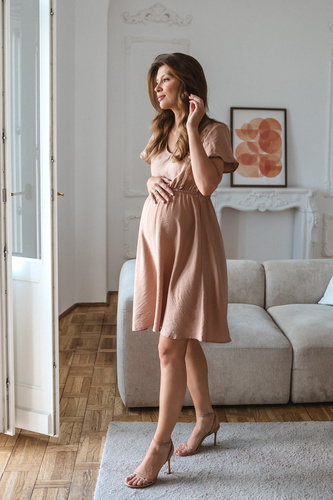 Milk & Love Lovely Dress sukienka ciążowa i do karmienia z wiskozy beżowa