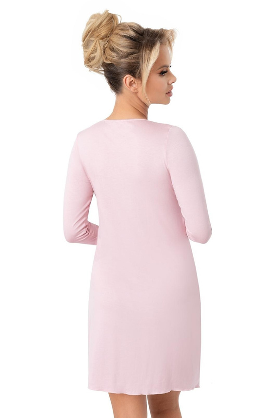 Koszula nocna Donna Margo pudrowy róż– wiskoza, koronka, rękaw 3/4, długość przed kolano