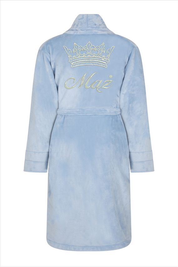 Mąż + Korona Szlafrok męski polarowy ByShelly - błękitny/srebrny