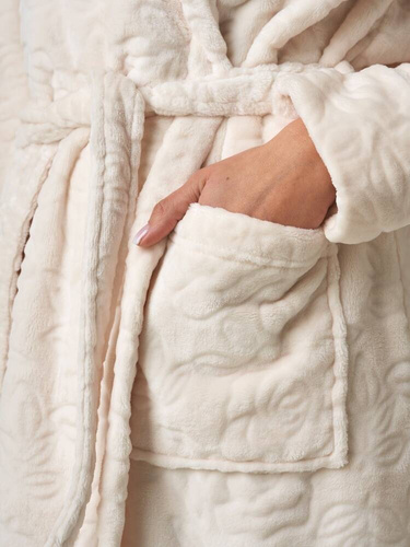 LGL 148  Długi Szlafrok Damski  Key ecru