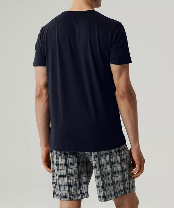  NMP-380  Piżama męska krótki rękaw, Atlantic- granatowy szary