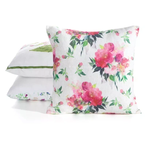 Eurofirany Wiosna 66– poszewka wielkanocna dekoracyjna zielona różowa kwiaty