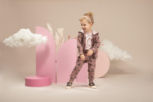 Happiness Bluza na zamek z kapturem Pinokio - ciemny róż/druk