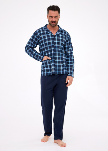 114/81 Piżama męska Cornette | Rozpinana, 100% bawełna, kołnierzyk i kieszenie