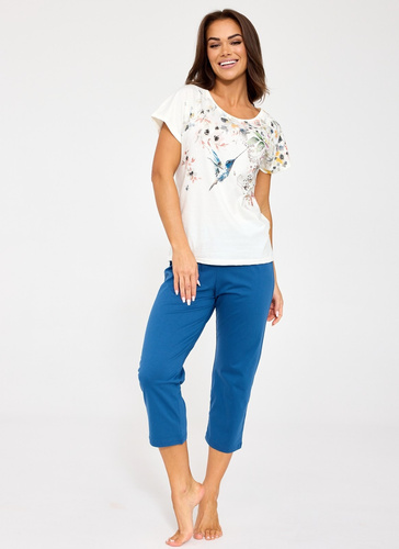 Cornette Floris 369/345 ecru – bawełniana piżama damska 7/8