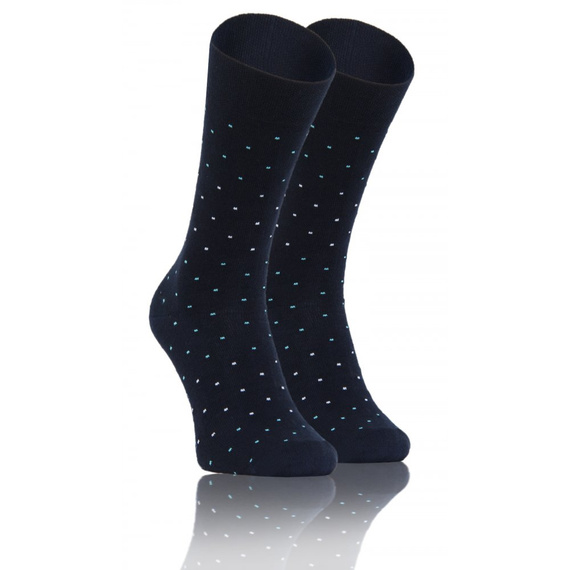 Classic Skarpety męskie garniturowe Sesto Senso wzór kropki granatowy