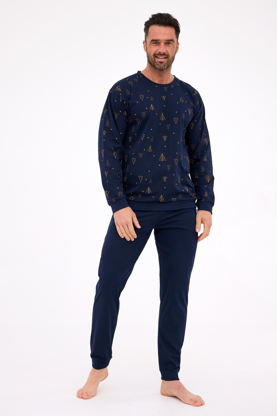 457/299 Night 3 Cornette – piżama męska bawełniana, świąteczna, długi rękaw, pudełko prezentowe
