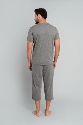 Marek Piżama Męska krótki rękaw, 3/4 spodnie Italian Fashion- średni melanż