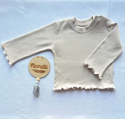 BI012 Bluzka dziewczęca z długim rękawem Mamatti - jasny beż