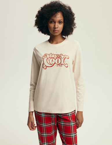 43717 Dalisa Piżama damska Henderson– ciepła flanela, długi rękaw, świąteczna krata