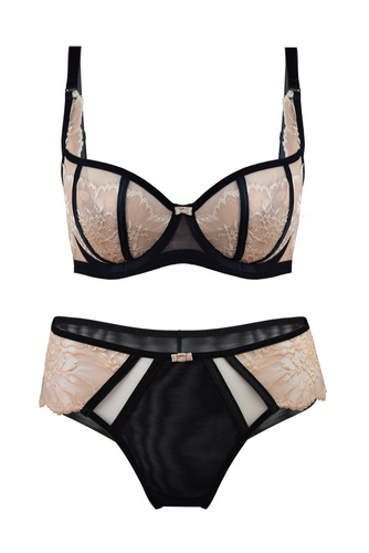 19117 Nugat Biustonosz balkonetka Mediolano czarno-beżowy 