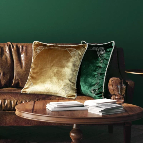 Royal 9 poszewka welurowa z kryształkami Eurofirany zielony