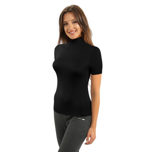 Felicia Bluzka damska krótki rękaw Sesto Senzo czarny