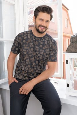 Pinus Piżama Męska krótki rękaw, długie spodnie Italian Fashion- druk/grafit