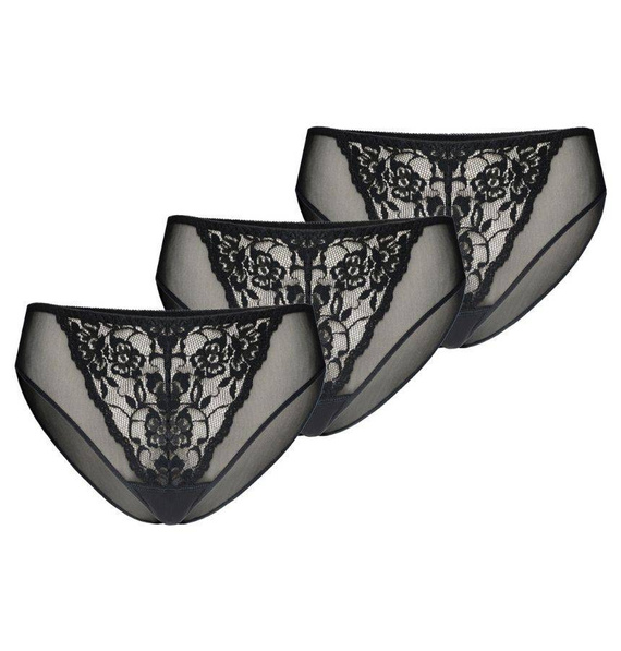 312-3 Wielopak Figi damskie Glamour Teyli - czarny