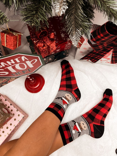 1283.001 Krata i Renifer – damskie świąteczne skarpety Milena, czerwony