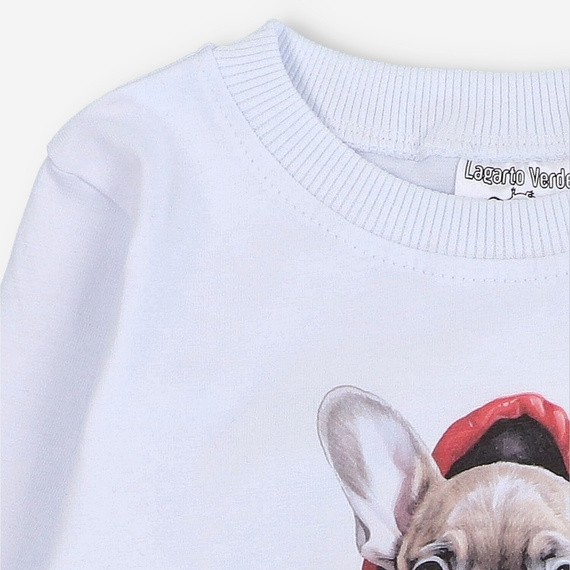 KAR-1011/BIA Bluzka chłopięca z długim rękawem Lagarto Verde biały