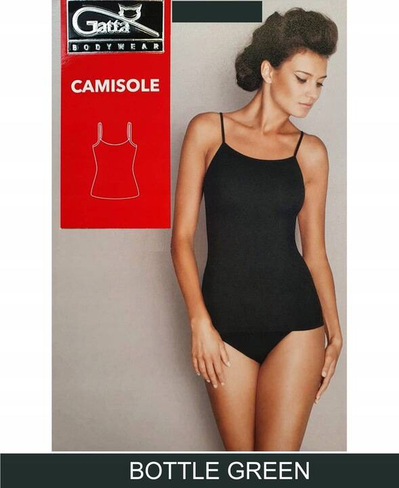 Gatta Camisole 42K 610 koszulka damska bezszwowa na cienkich ramiączkach butelkowa zieleń