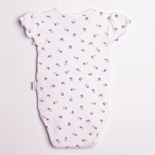 220094 Body bawełniane dla dziewczynki, krótkie rękawy, kwiatowy nadruk – Nicol