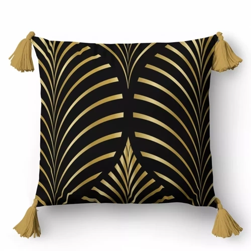 5400 A Poszewka dekoracyjna ornamenty Panama 58 Detexpol czarny