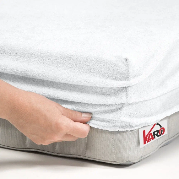 Prześcieradło frotte z gumką KARO - biały