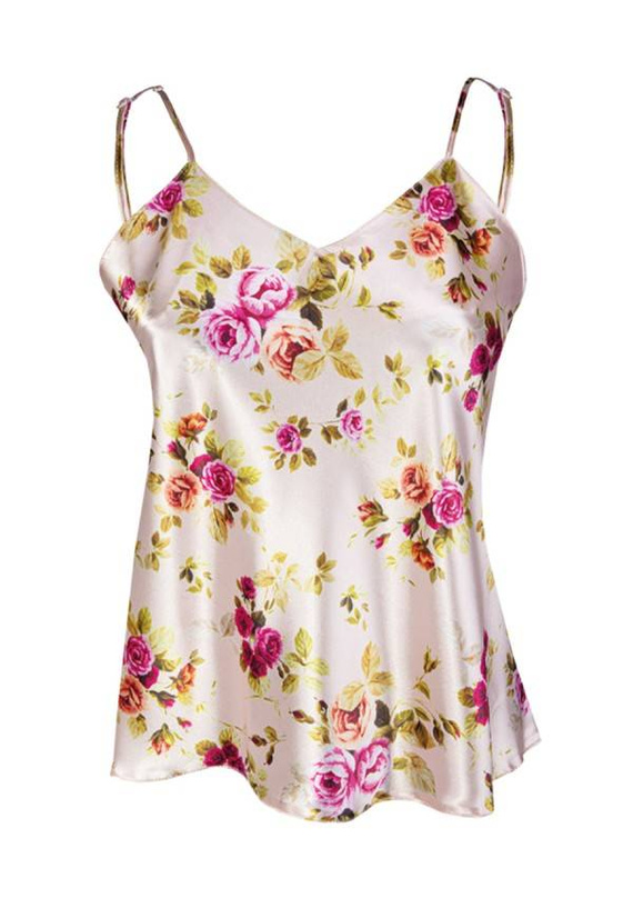 Flowers DK-TK Satynowy top damski DKaren - granat 009