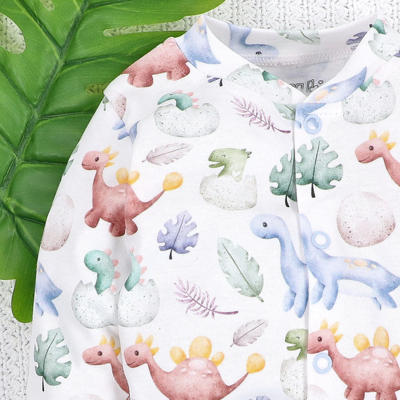 ABN-5567 Dino Explorer Pajac niemowlęcy Nini | Bawełna organiczna, zapięcie na napy