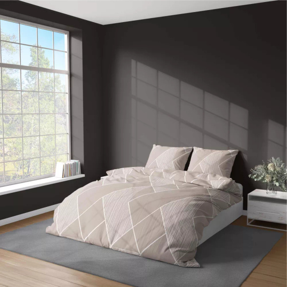 5029 A Pościel z mikrofibry geometria Detexpol beżowy