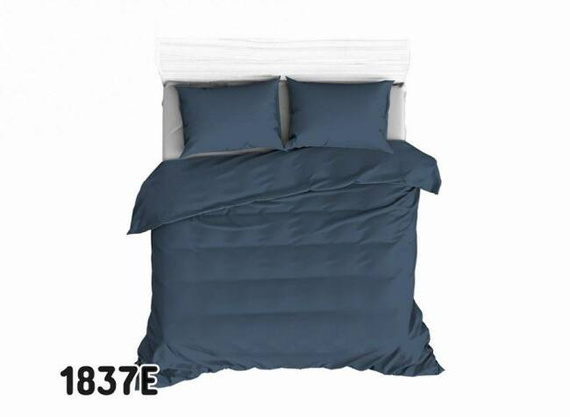 1792E Pościel bawełniana jednobarwna Karo granatowy