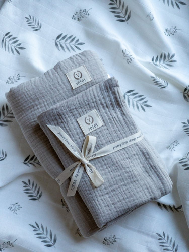 Zestaw muślinowy poduszka i otulacz Yosoy - khaki